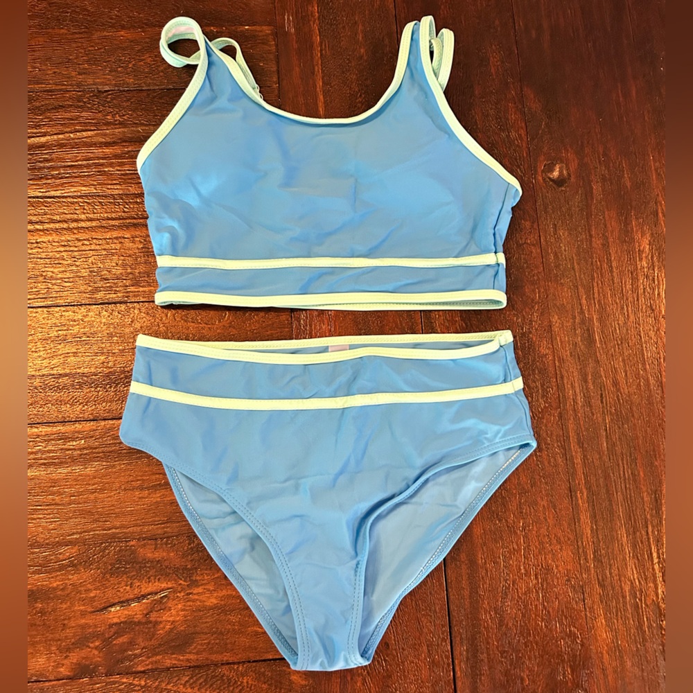 Kids Swim Set in Blue and Teal with Cover Up - Picture 7 of 10